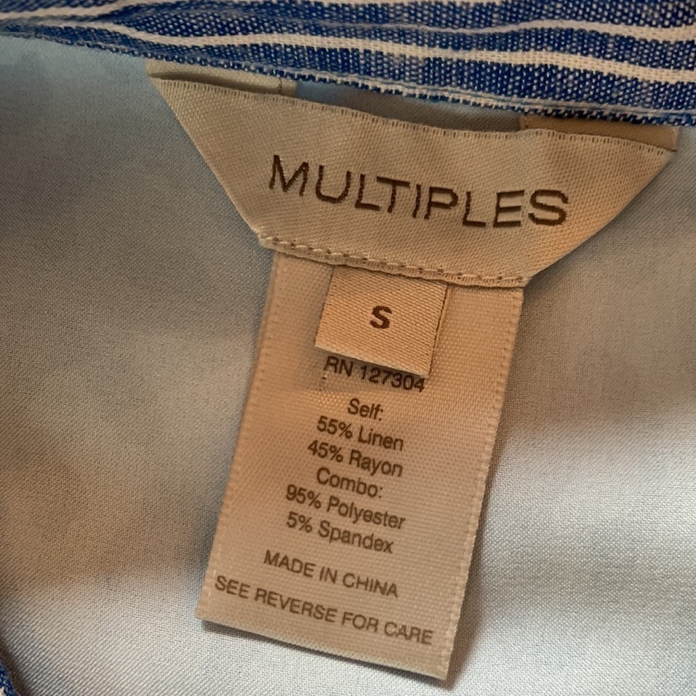 Multiples Size Small Linen Blend Striped Long Sle… - image 6